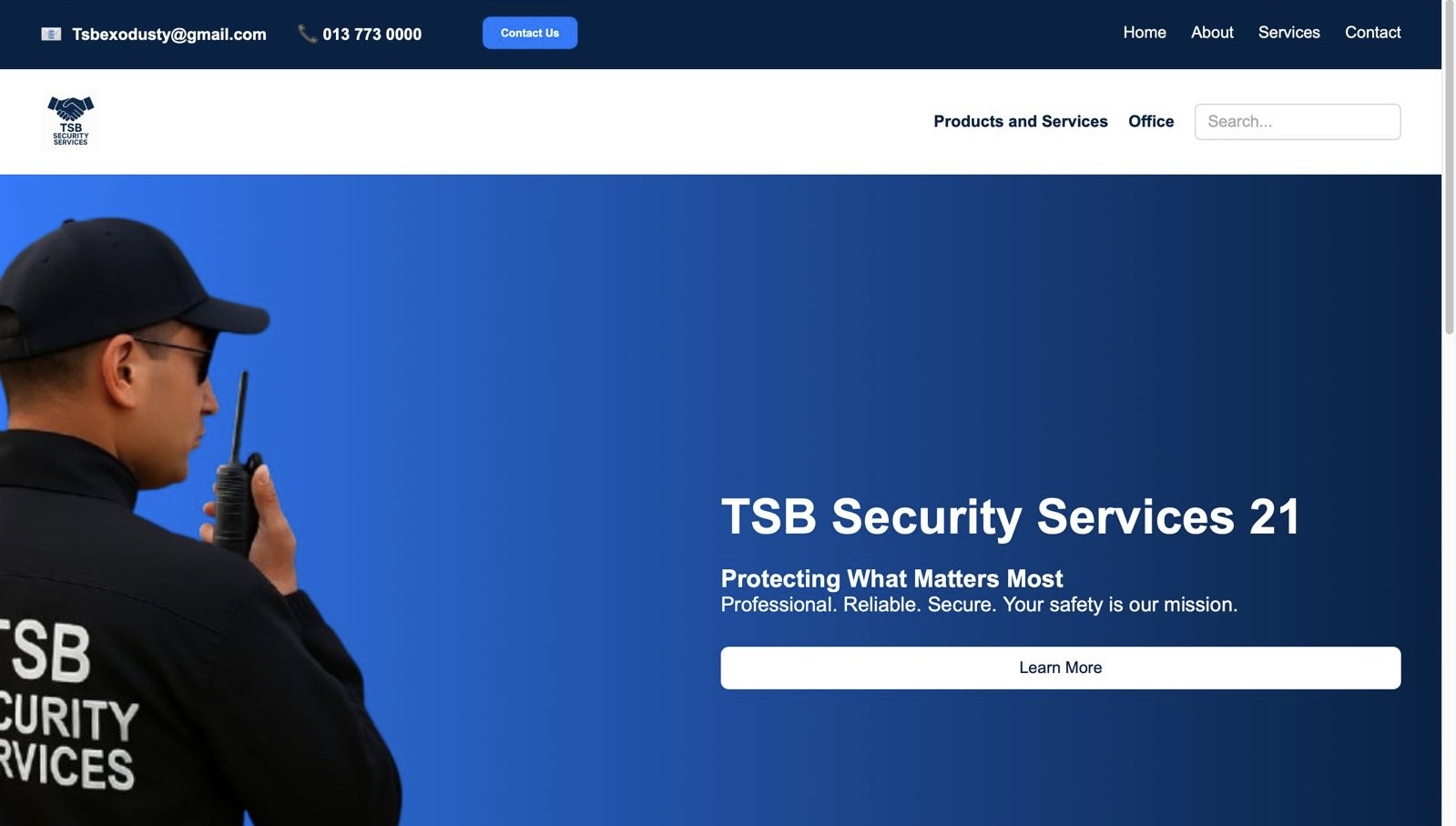 TSB Security Website Screenshot
